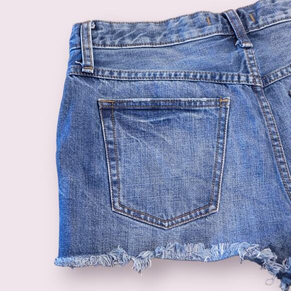 Free People Uptown Rock High Waist Denim Shorts Raw Hem Size 29 EUC - Picture 6 of 13